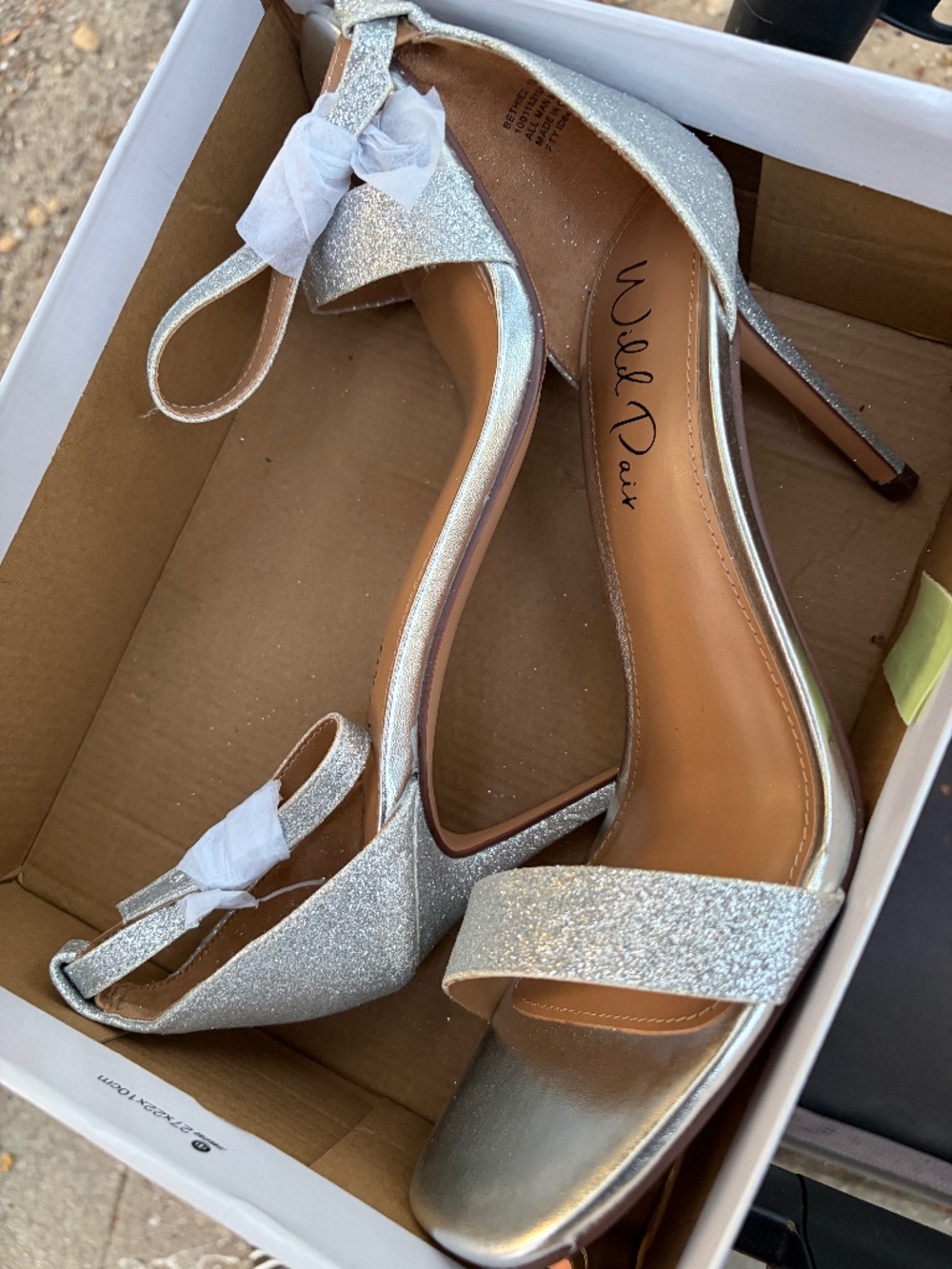 Sparkly silver dress shoes